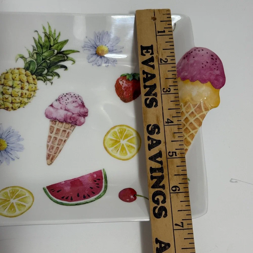 Tropical Summer Fruit Flamingo Ice Cream Melamine Rectangular Serving Platter